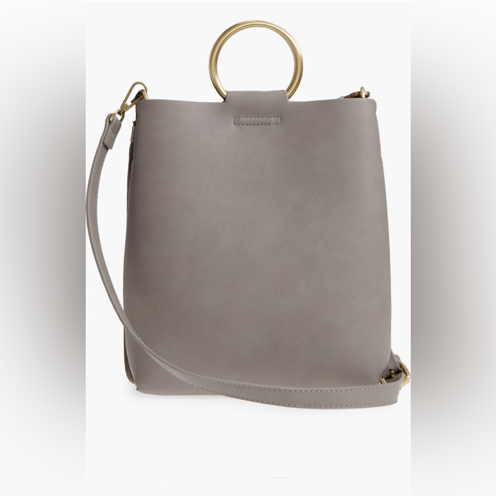 Street Level
Metal Handle Faux Leather Crossbody Bag